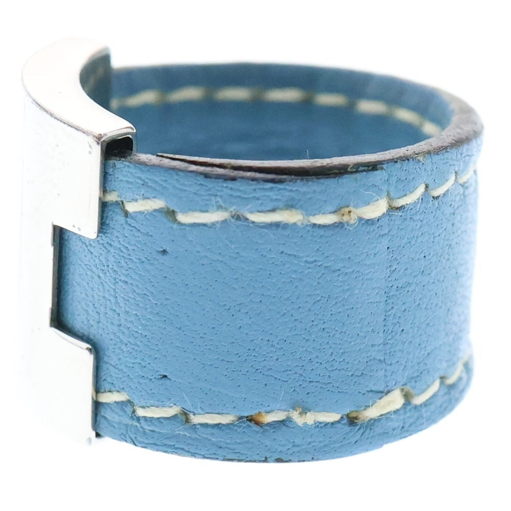HERMES(エルメス) ルーリー リング 青 レザー 指輪