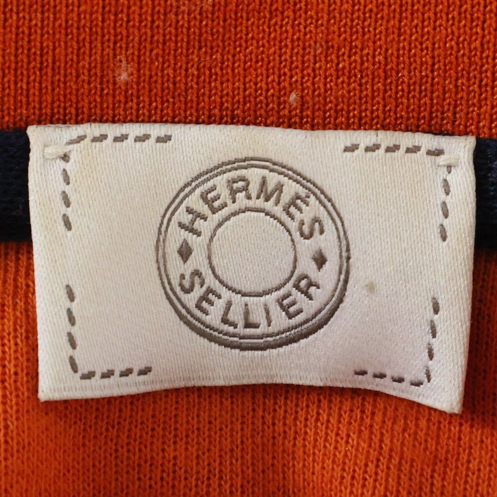 HERMES(エルメス) ポロシャツ 半袖シャツ オレンジ シルバーボタン L