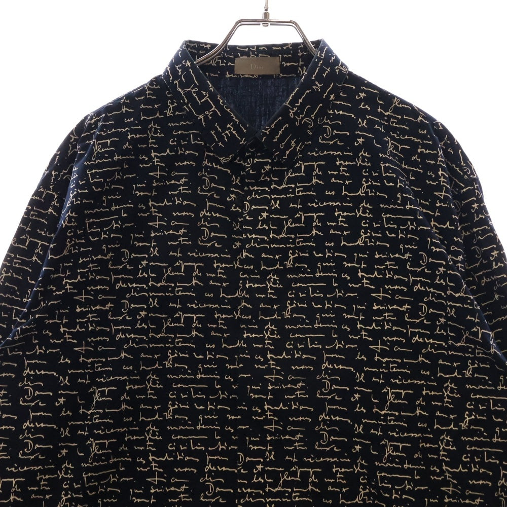 DIOR(ディオール) 16SS 総柄レタリング長袖シャツ 433C529A3328 ネイビー