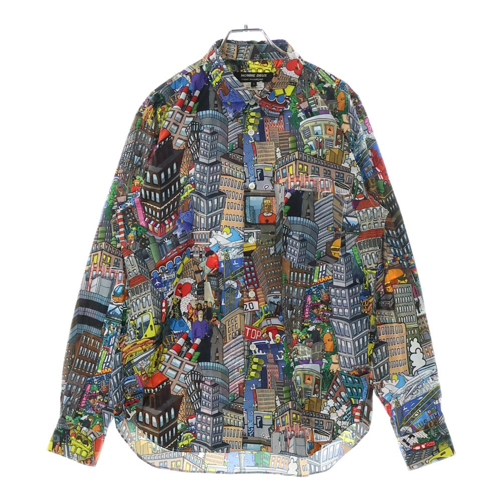 COMME des GARCONS(コムデギャルソン) 20SS グラフィック総柄 プリント ポリエステル ロングスリーブ 長袖シャツ マルチカラー DE-B060