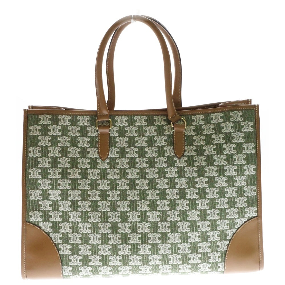 CELINE(セリーヌ) Horizontal Cabas in Textile with Triomphe Embroidery Khaki ホリゾンタルカバ トリオンフ刺繍 ハンドバッグ カーキ