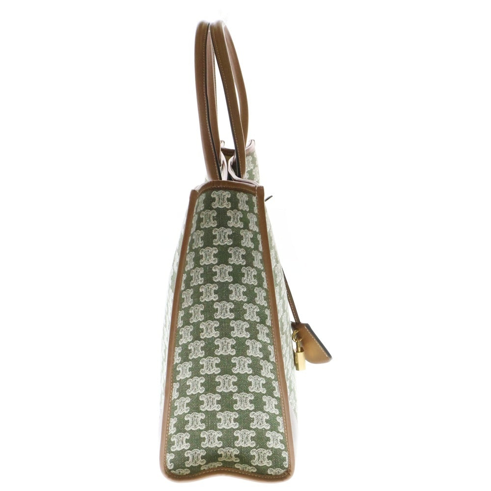CELINE(セリーヌ) Horizontal Cabas in Textile with Triomphe Embroidery Khaki ホリゾンタルカバ トリオンフ刺繍 ハンドバッグ カーキ