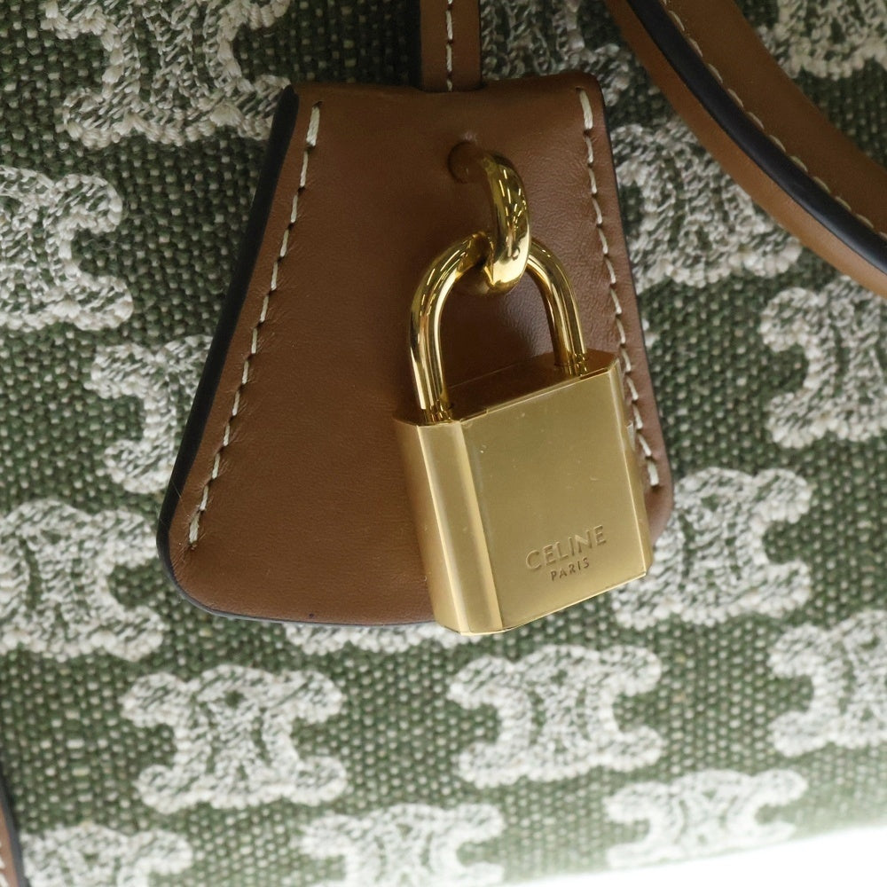CELINE(セリーヌ) Horizontal Cabas in Textile with Triomphe Embroidery Khaki ホリゾンタルカバ トリオンフ刺繍 ハンドバッグ カーキ