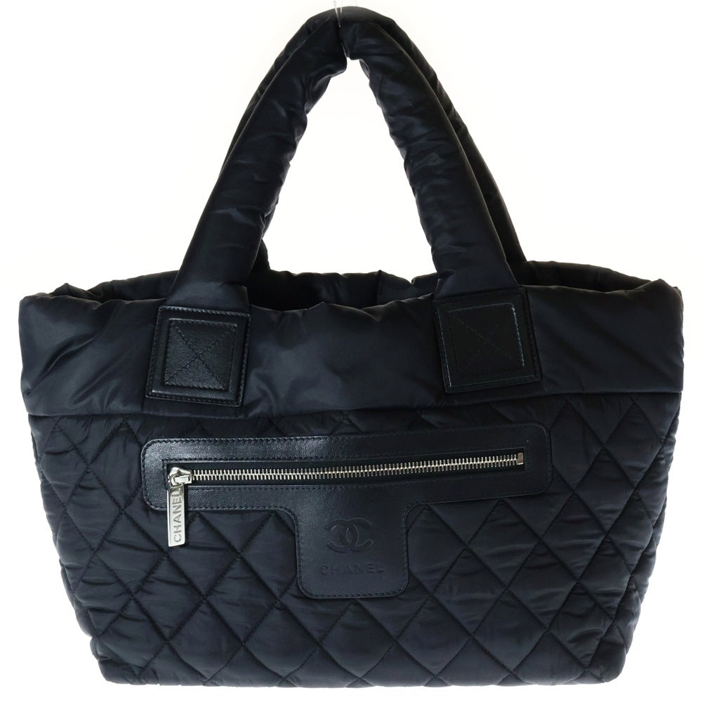 CHANEL(シャネル) コココクーン PM トートバッグ ハンドバッグ ブラック シルバー金具 ナイロン キルティング