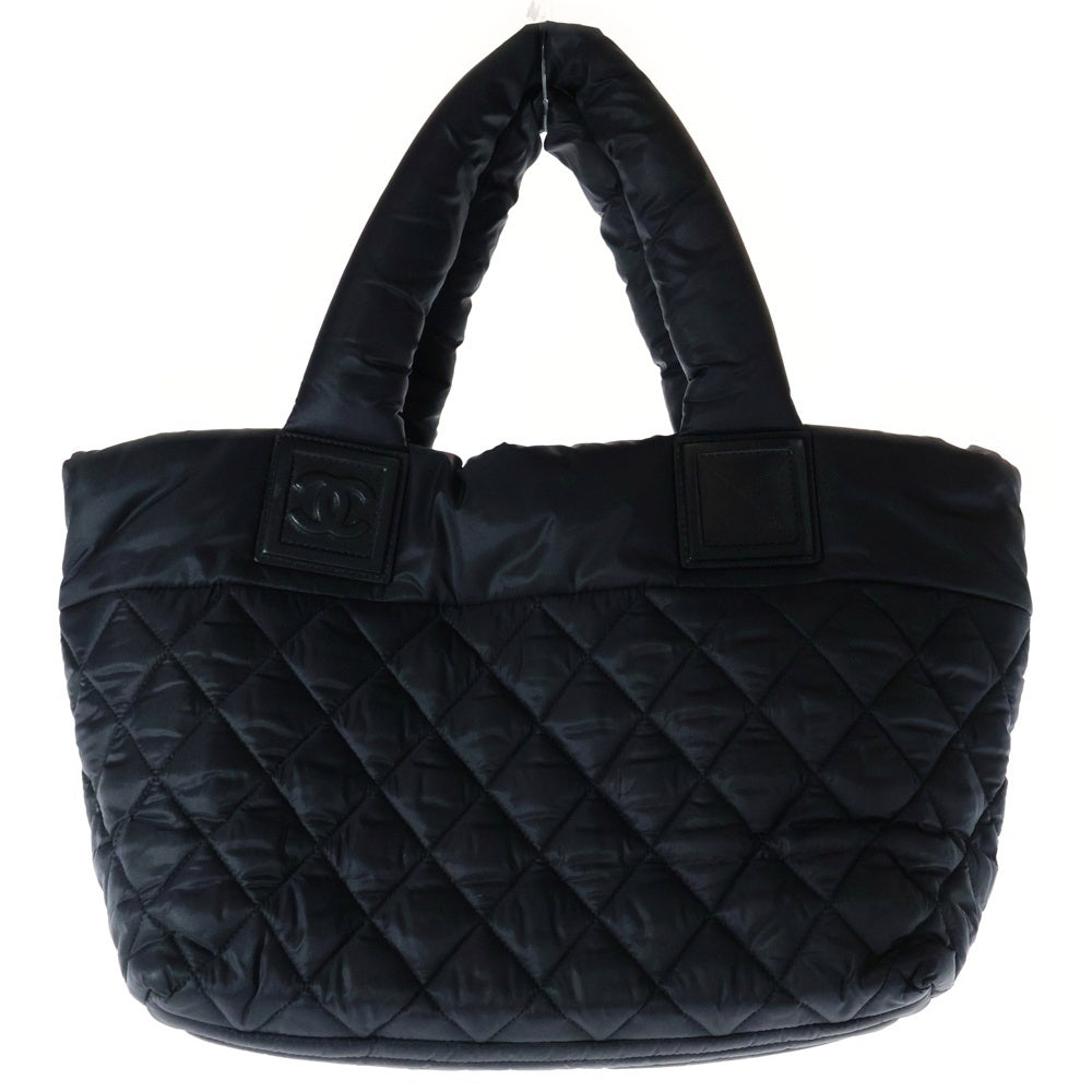 CHANEL(シャネル) コココクーン PM トートバッグ ハンドバッグ ブラック シルバー金具 ナイロン キルティング