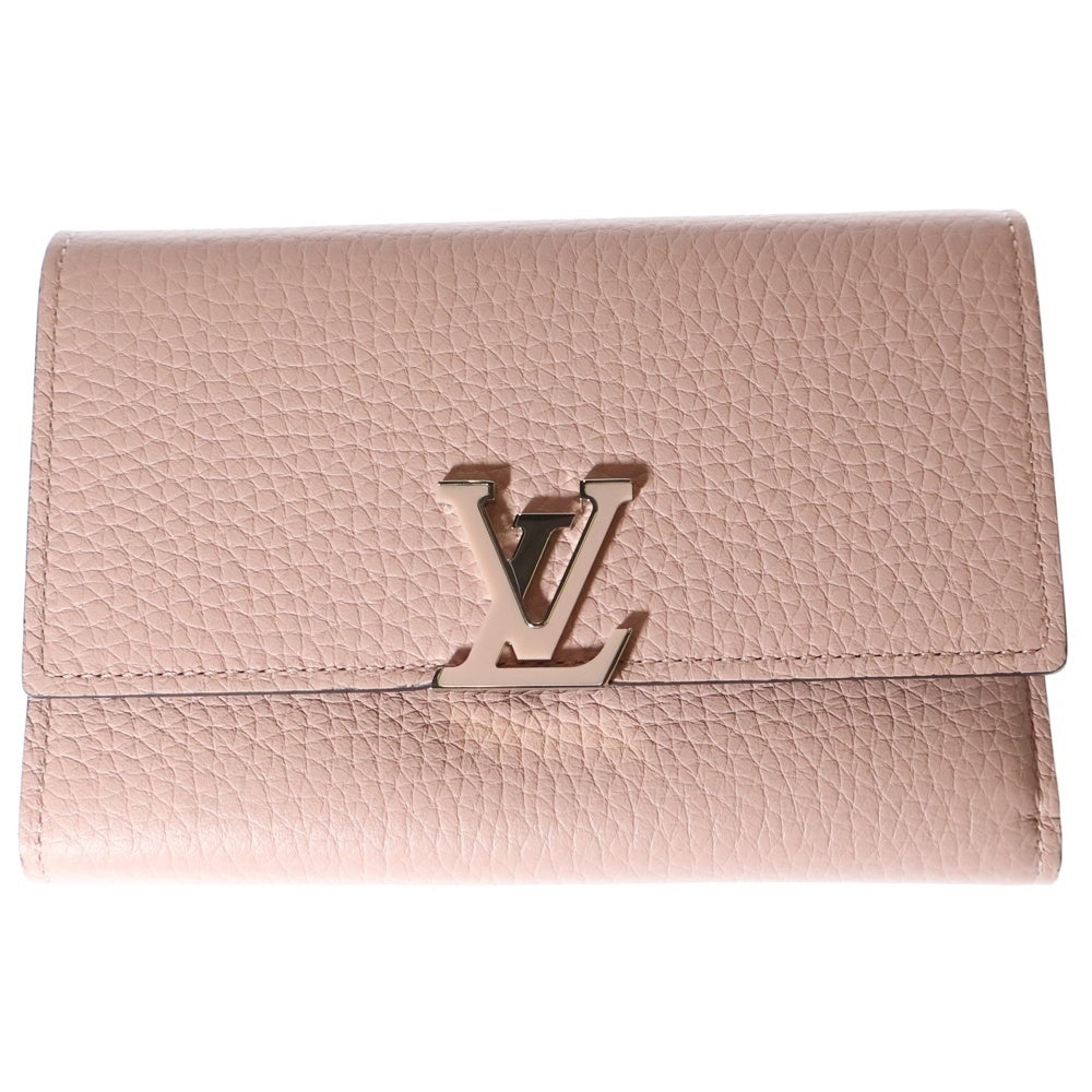 LOUIS VUITTON(ルイヴィトン) ポルトフォイユ・カプシーヌ コンパクト 三つ折り財布 ウォレット シルバー金具 ピンク ガレ M62156 ICタイプ