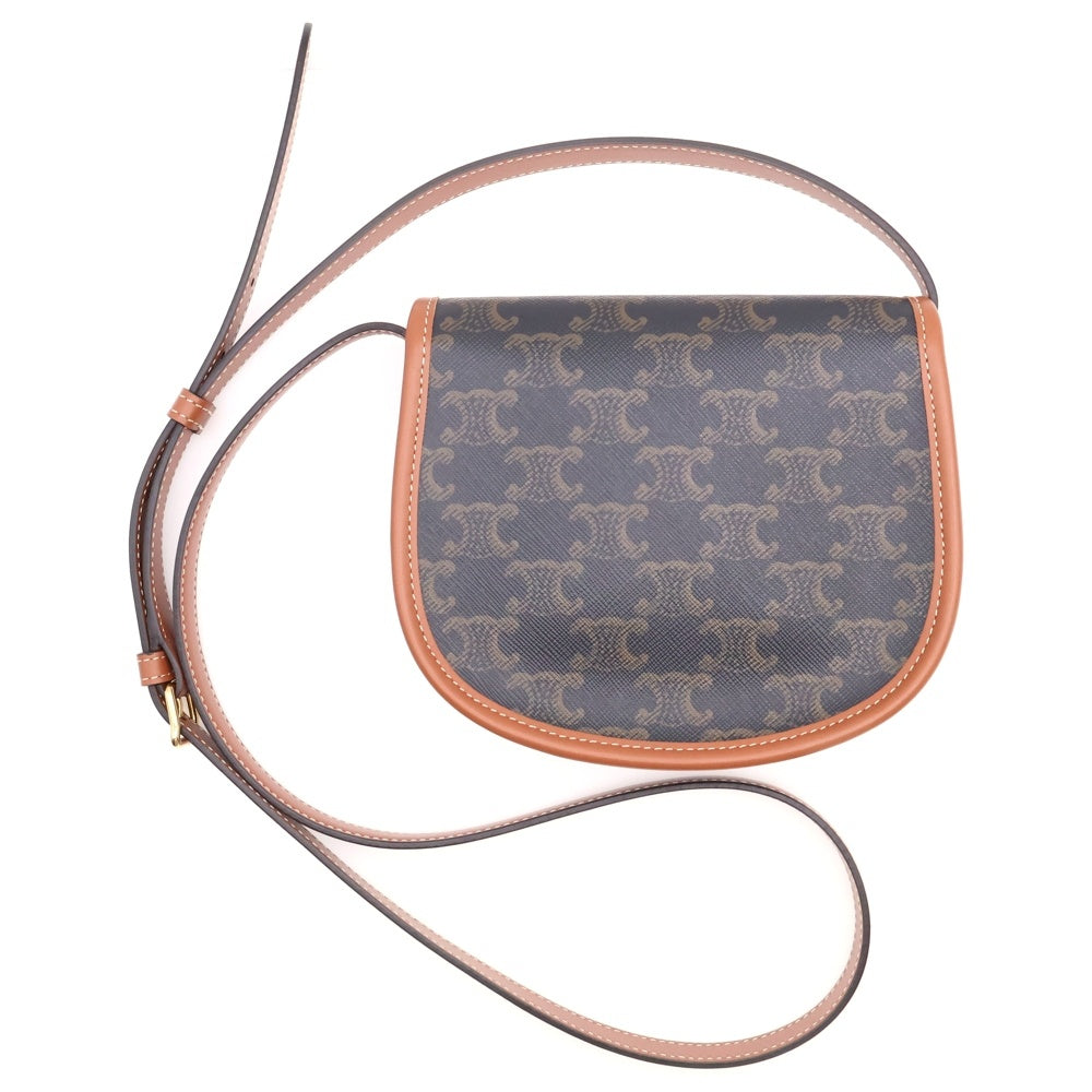 CELINE(セリーヌ) ミニブザス トリオンフ ロゴプレート PVC レザー ショルダーバッグ ブラウン 196702BZJ.04LU