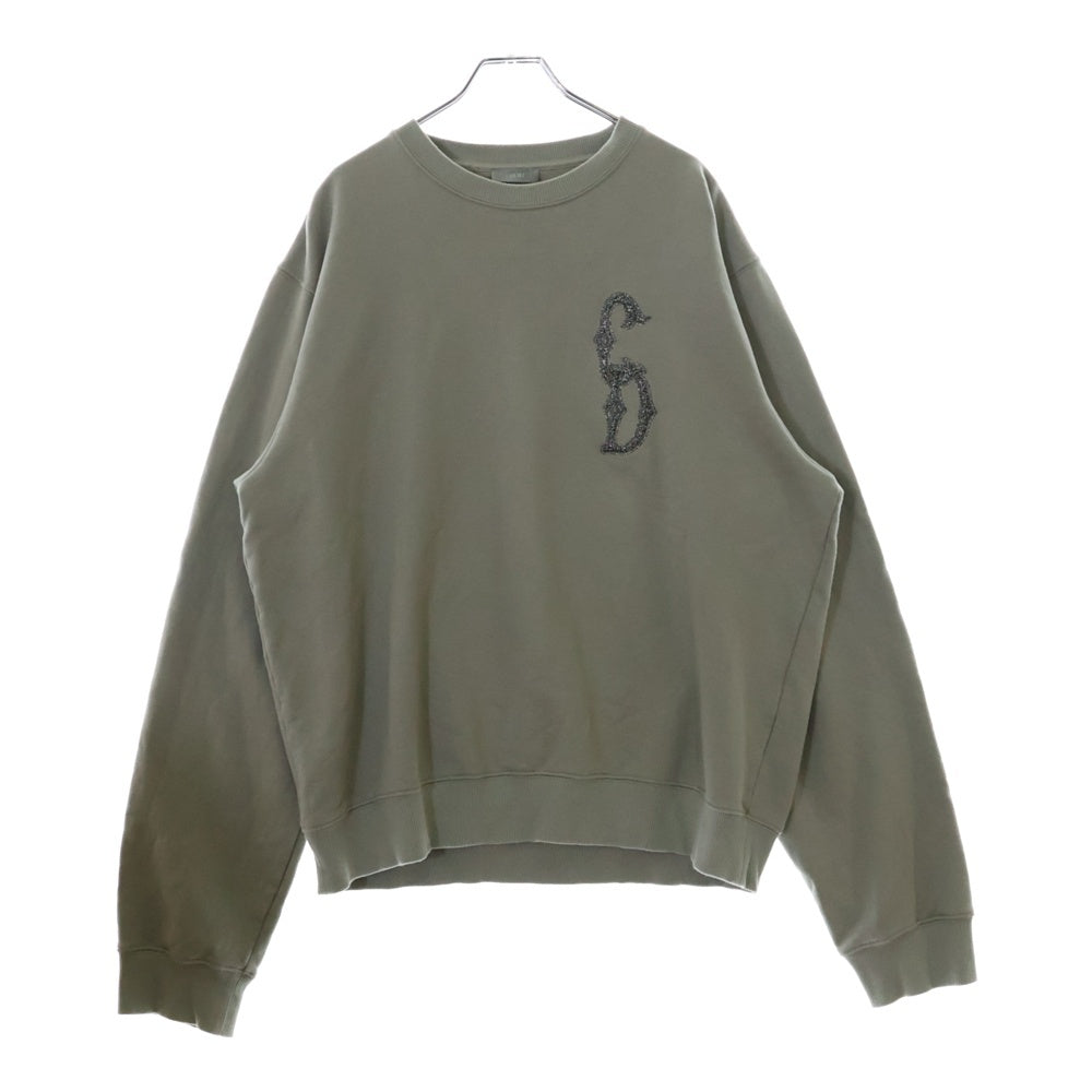 DIOR(ディオール) 23AW CDロゴ エンブロイダリー 刺繍 クルーネック 長袖 プルオーバー スウェット トレーナー ベージュ 343J699A0531