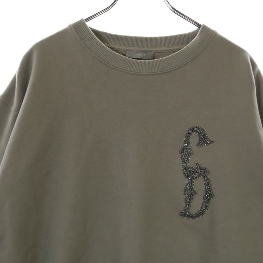 DIOR(ディオール) 23AW CDロゴ エンブロイダリー 刺繍 クルーネック 長袖 プルオーバー スウェット トレーナー ベージュ 343J699A0531
