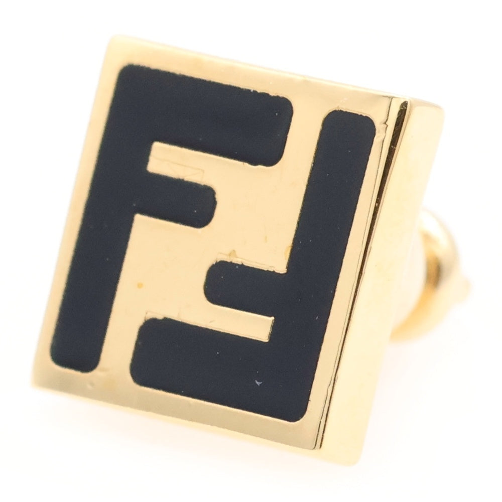 FENDI(フェンディ) ロゴ ピアス イヤーアクセサリー ブラック/ゴールド GP 片方のみ