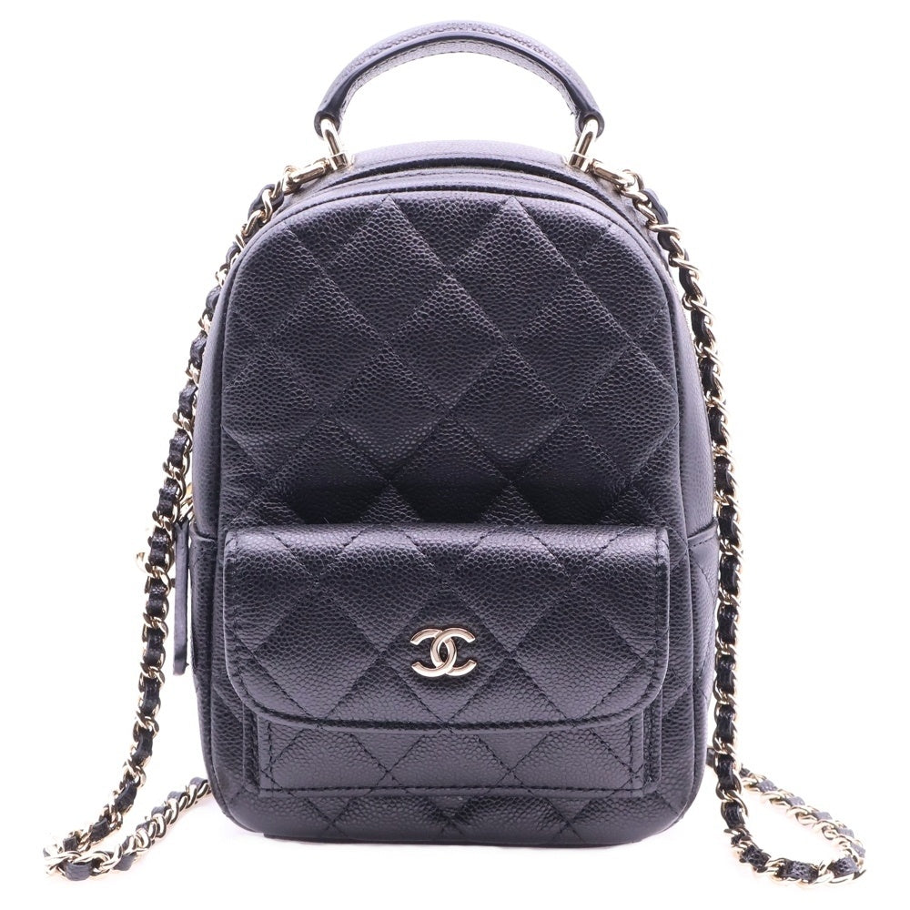 CHANEL(シャネル) マトラッセ タイムレス ココマーク キャビアスキン レザー クラシック チェーン ミニ バックパック リュックサック ブラック レディース ゴールド金具 AP3753