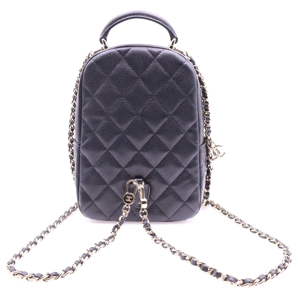 CHANEL(シャネル) マトラッセ タイムレス ココマーク キャビアスキン レザー クラシック チェーン ミニ バックパック リュックサック ブラック レディース ゴールド金具 AP3753