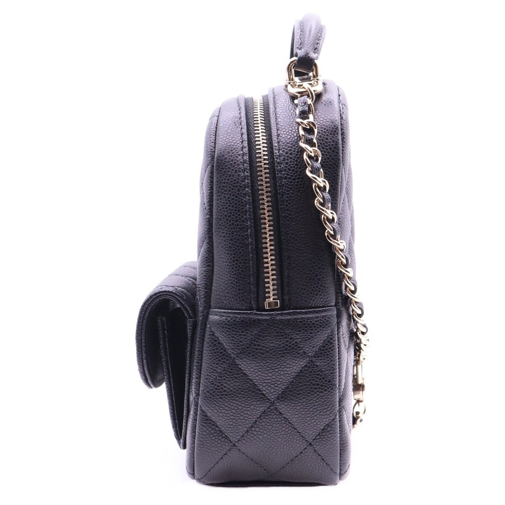 CHANEL(シャネル) マトラッセ タイムレス ココマーク キャビアスキン レザー クラシック チェーン ミニ バックパック リュックサック ブラック レディース ゴールド金具 AP3753