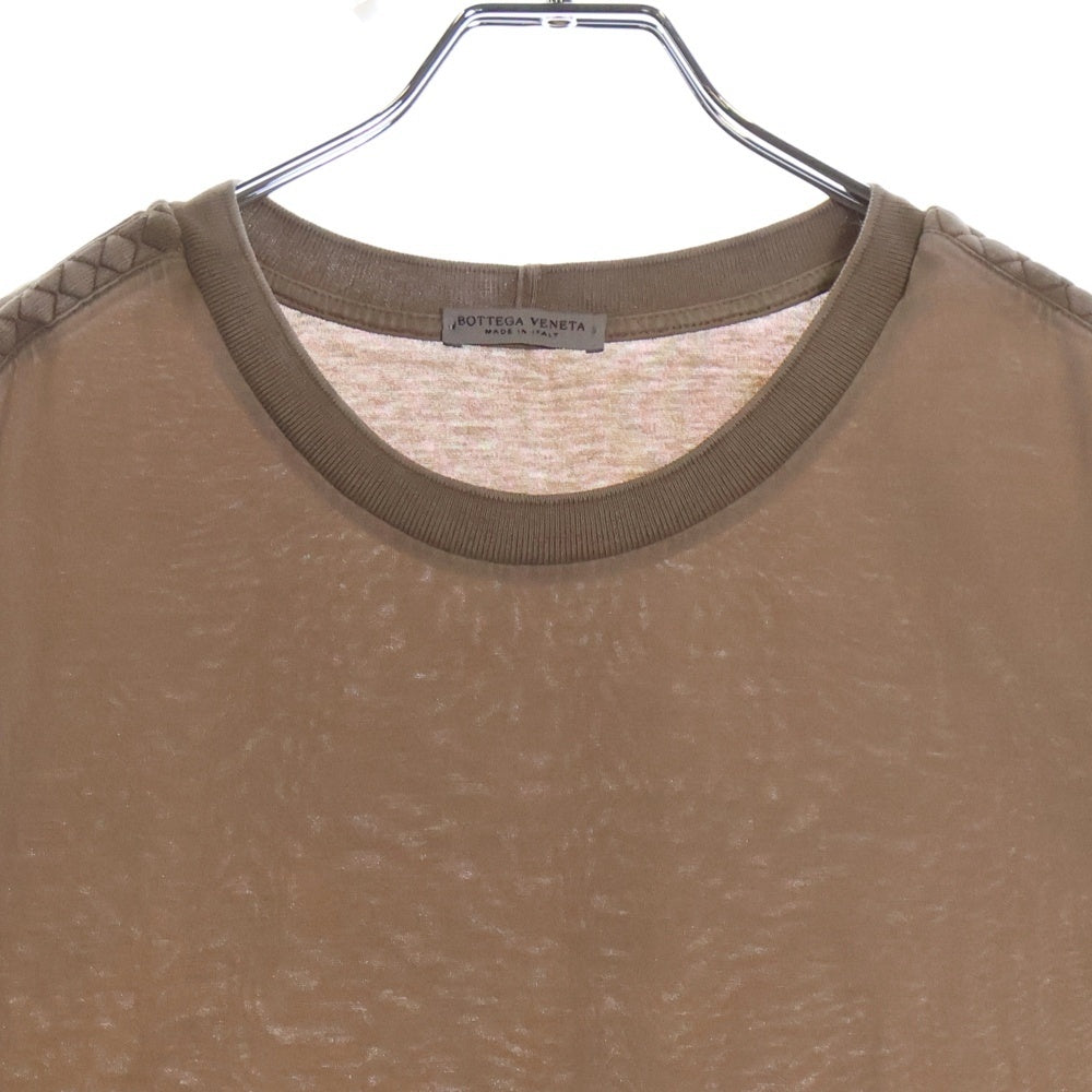BOTTEGA VENETA(ボッテガヴェネタ) ショルダーデザイン クルーネック 半袖Tシャツ カットソー ベージュ 541608 VEX50