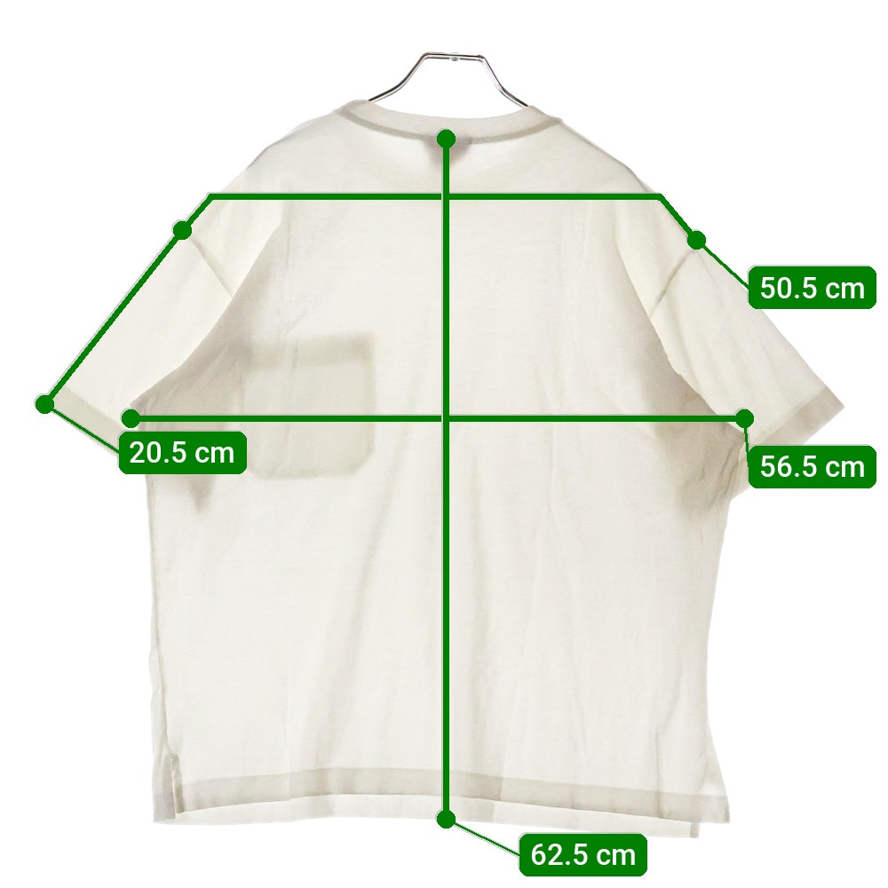 HERMES(エルメス) Hロゴ刺繍 コットンクルーネックカットソー 半袖ポケットTシャツ ホワイト