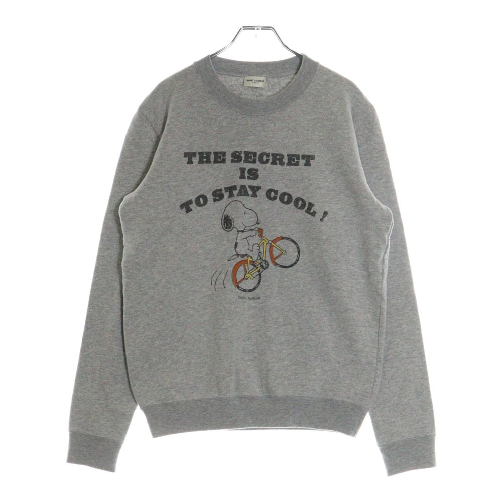 SAINT LAURENT PARIS(サンローランパリ) 21AW ×PEANUTS ピーナッツ スヌーピー プリント クルーネック長袖トレーナー スウェット グレー