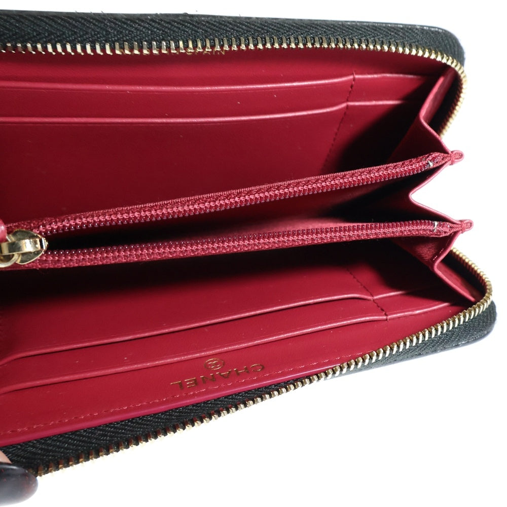 CHANEL(シャネル) シャネル19 スモール ジップウォレット 長財布 ラウンドジップ ラムスキン ブラック ゴールド金具 AP0948