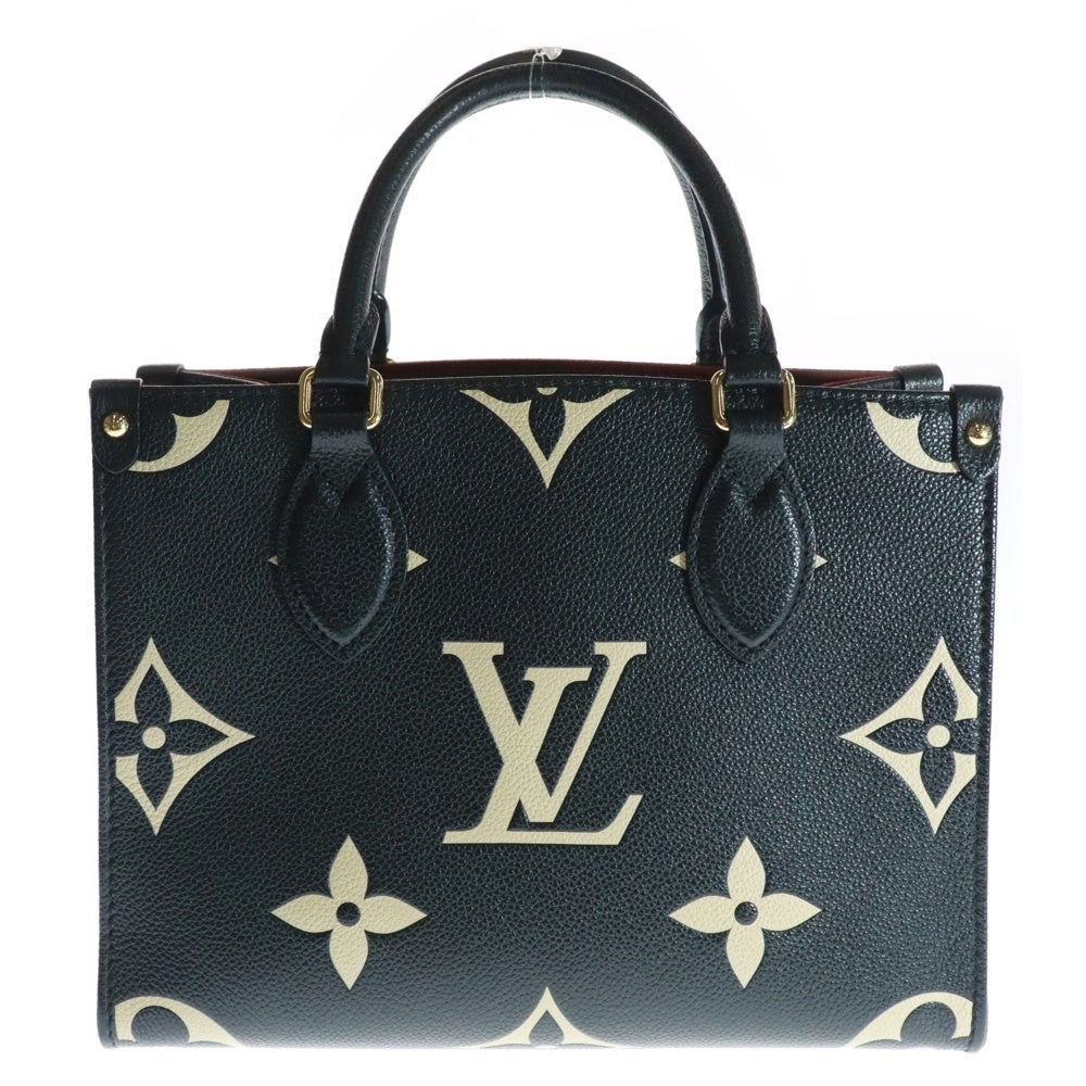 LOUIS VUITTON(ルイヴィトン) オンザゴーPM モノグラムアンプラント レザー 2WAY ハンド ショルダーバッグ ゴールド金具 ブラック/ベージュ M45659 RFID