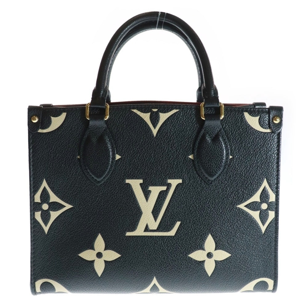 LOUIS VUITTON(ルイヴィトン) オンザゴーPM モノグラムアンプラント レザー 2WAY ハンド ショルダーバッグ ゴールド金具 ブラック/ベージュ M45659 RFID