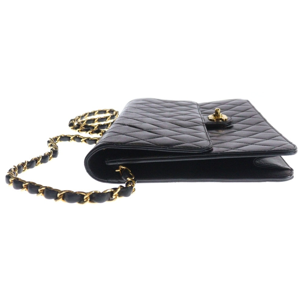 CHANEL(シャネル) マトラッセ25 シングルフラップ シングルチェーン ショルダーバッグ ブラック ラムスキン ゴールド金具