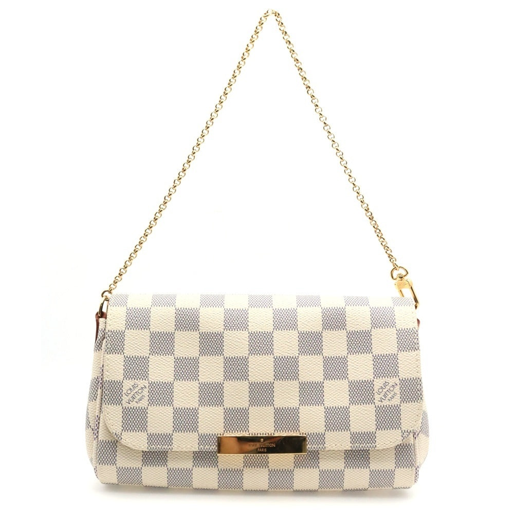 LOUIS VUITTON(ルイヴィトン) フェイボリットPM ダミエ アズール PVC レザー 2WAY チェーン ハンド ショルダーバッグ ゴールド金具 ホワイト N41277