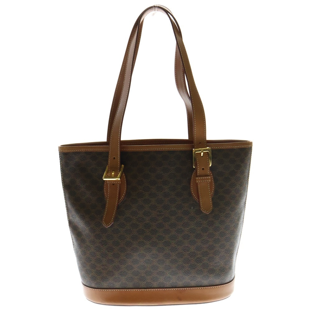 CELINE(セリーヌ) マカダム ハンドバッグ ミニトートバッグ ゴールド金具 ブラウン PVC×レザー