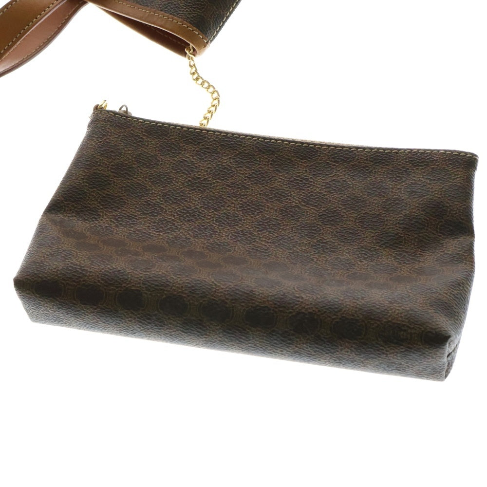 CELINE(セリーヌ) マカダム ハンドバッグ ミニトートバッグ ゴールド金具 ブラウン PVC×レザー