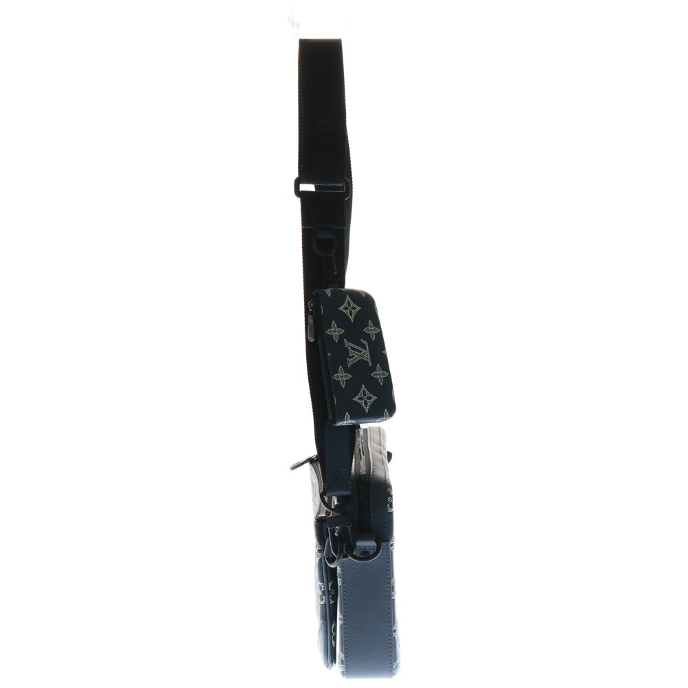 LOUIS VUITTON(ルイヴィトン) モノグラムシャドウ トリオ コインケース付メッセンジャーバッグ レザーショルダーバッグ ブルー M24753