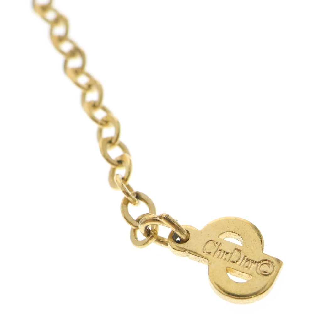 Christian Dior(クリスチャンディオール) ラインストーン ネックレス ペンダント チェーン ゴールド GP