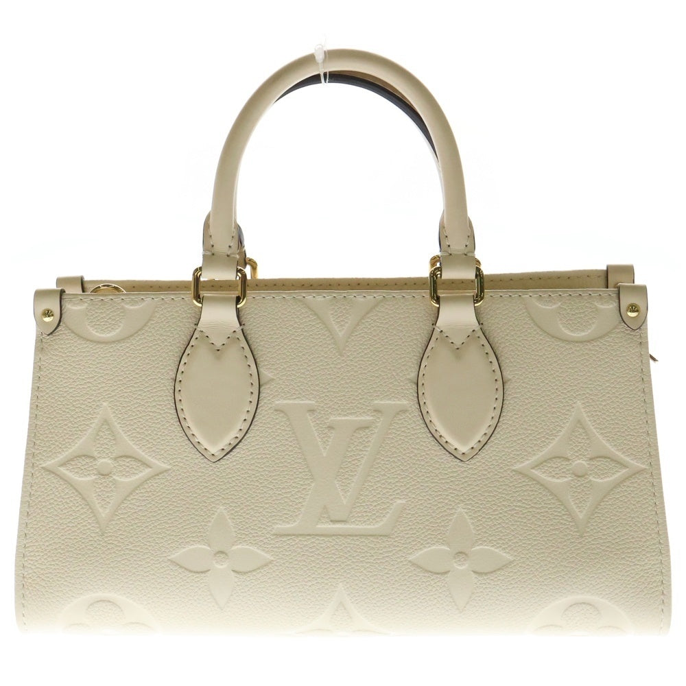 LOUIS VUITTON(ルイヴィトン) オンザゴーEW モノグラム アンプラント クレーム レザー 2WAY ハンド ショルダーバッグ ゴールド金具 アイボリー M23698