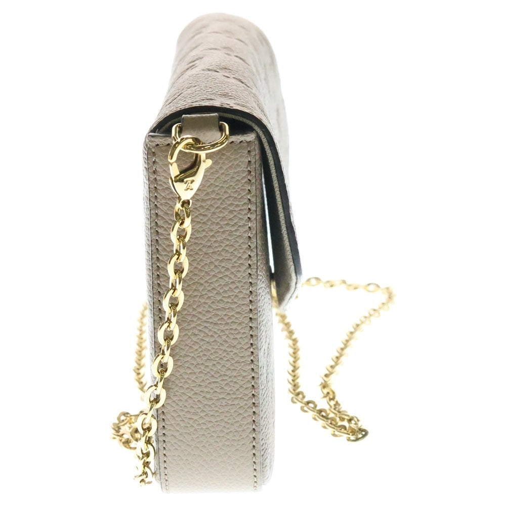 LOUIS VUITTON(ルイヴィトン) ポシェットフェリシー モノグラムアンプラント レザー チェーン ショルダーバッグ ゴールド金具 ベージュ M68697