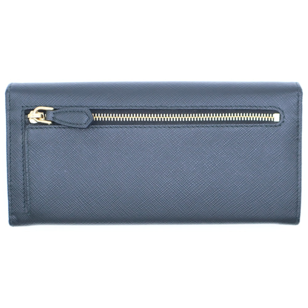 PRADA(プラダ) サフィアーノ ロゴ レザーロングウォレット 二つ折り長財布 1MH132 ブラック