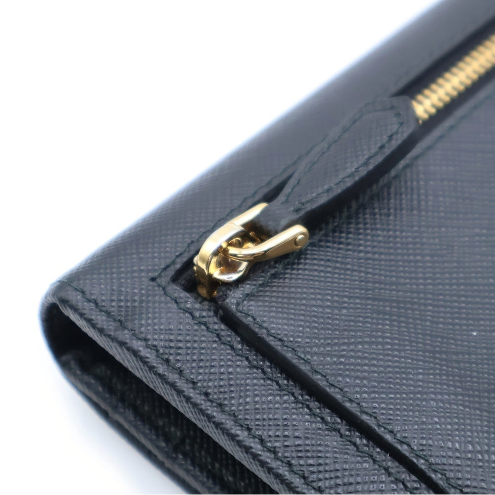 PRADA(プラダ) サフィアーノ ロゴ レザーロングウォレット 二つ折り長財布 1MH132 ブラック