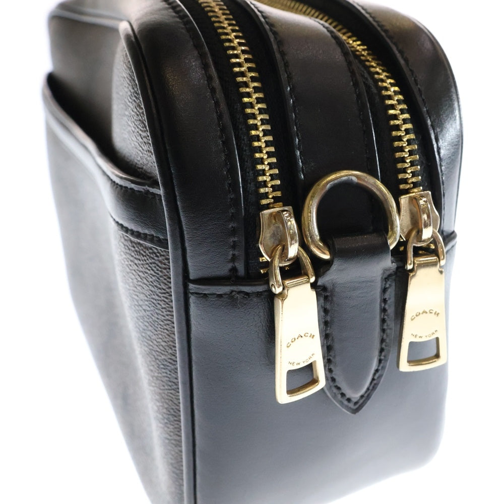 COACH(コーチ) シグネチャーロゴ レザーショルダーバッグ ブラック/ブラウン F68168