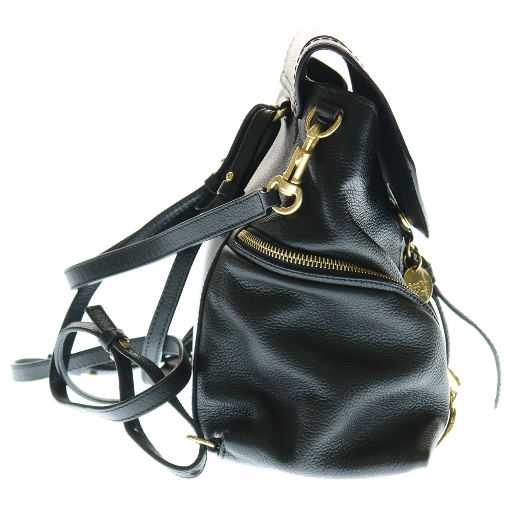 SEE BY CHLOE(シーバイクロエ) リュックサック バックパック ショルダーバッグ ブラック レザー ゴールド金具