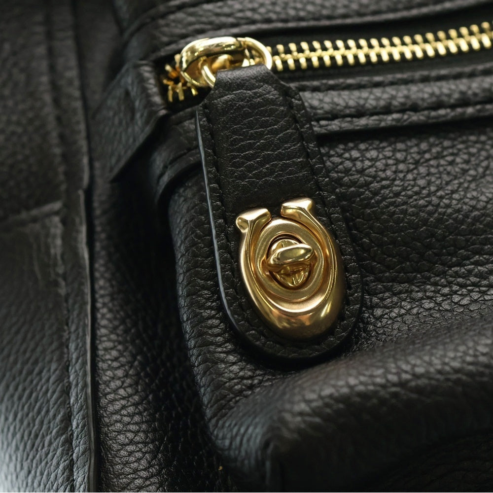 COACH(コーチ) リュックサック バックパック ショルダーバッグ ブラック レザー ゴールド金具