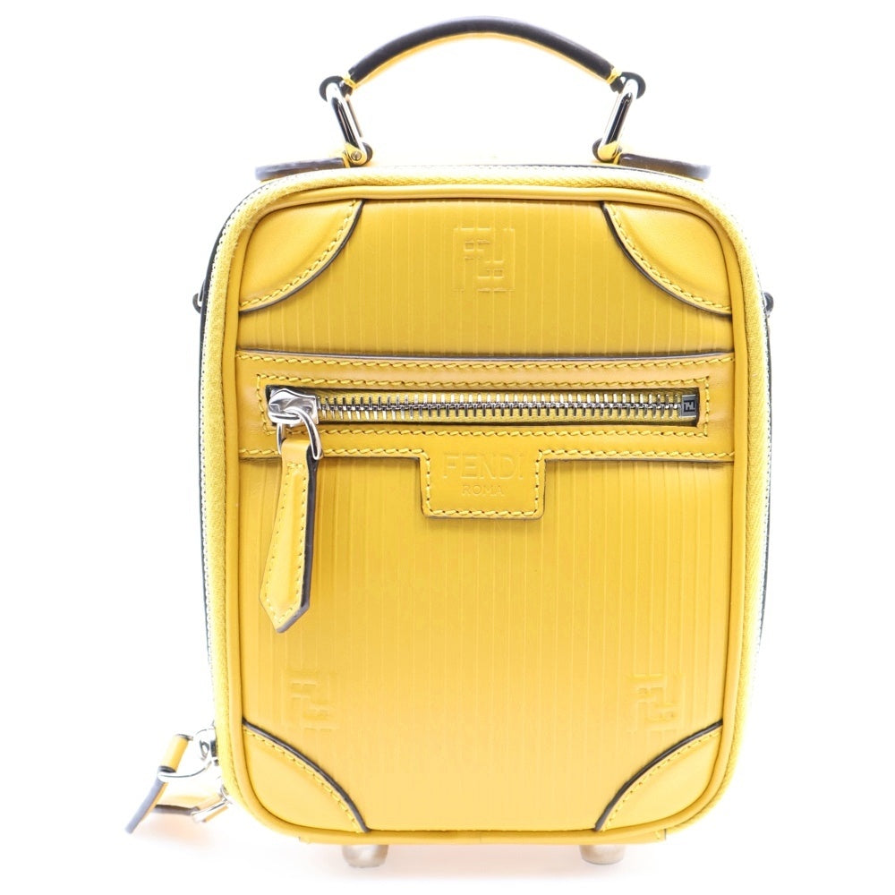 FENDI(フェンディ) ミニトローリー ワンショルダーハンドバッグ ミニハンドバッグ シルバー金具 イエロー レザー