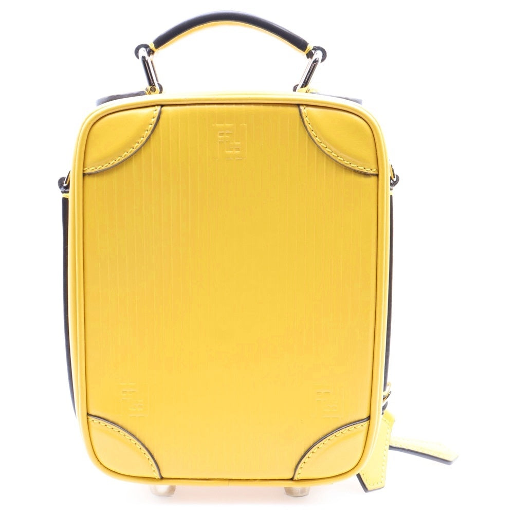 FENDI(フェンディ) ミニトローリー ワンショルダーハンドバッグ ミニハンドバッグ シルバー金具 イエロー レザー