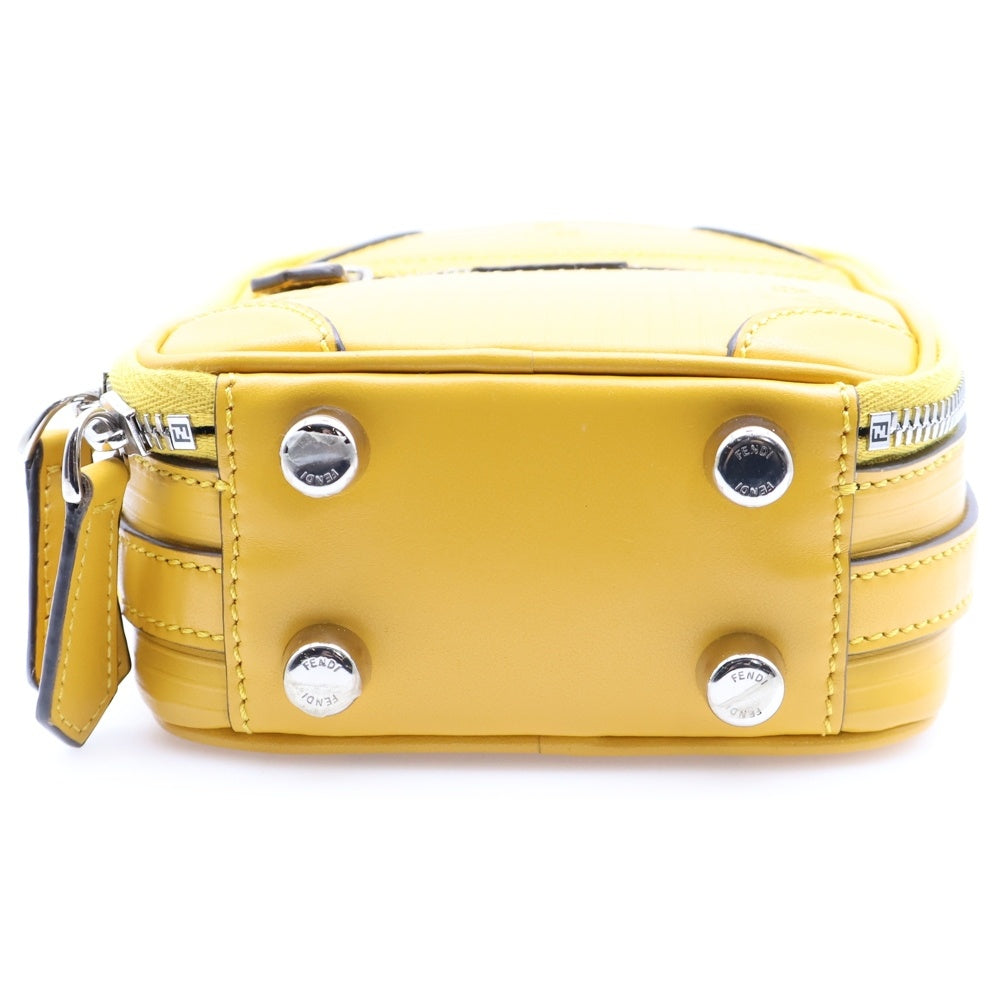 FENDI(フェンディ) ミニトローリー ワンショルダーハンドバッグ ミニハンドバッグ シルバー金具 イエロー レザー