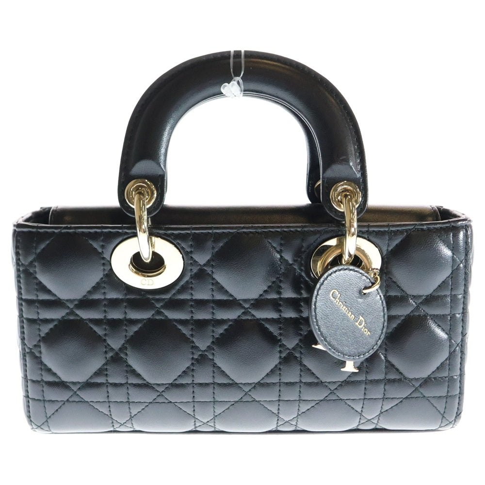 DIOR(ディオール) Lady D-Joy レディ Dジョイ カナージュ ラムスキン レザー スモール 2WAY ハンド ショルダーバッグ ゴールド金具 ブラック M0613ONGE_M900