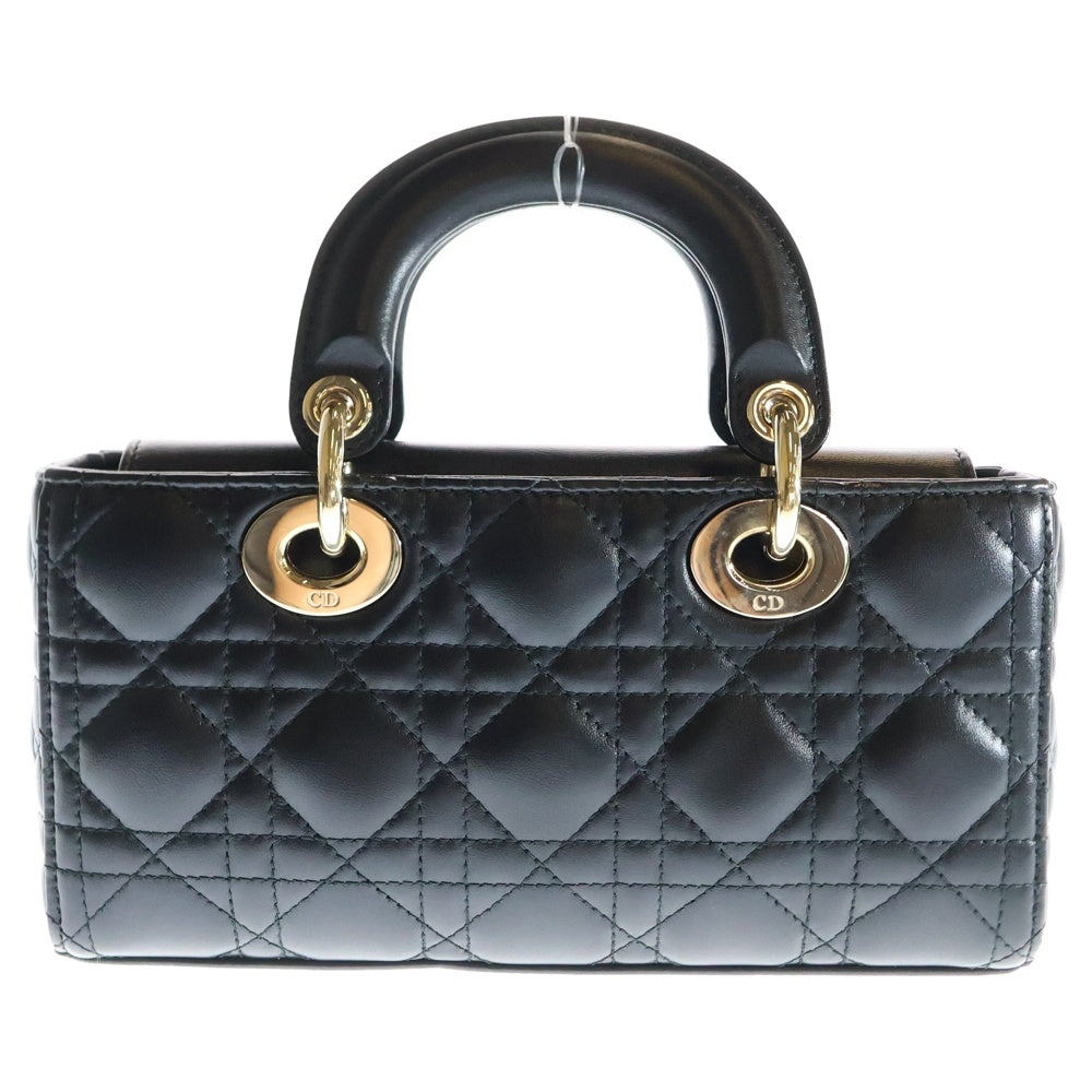 DIOR(ディオール) Lady D-Joy レディ Dジョイ カナージュ ラムスキン レザー スモール 2WAY ハンド ショルダーバッグ ゴールド金具 ブラック M0613ONGE_M900