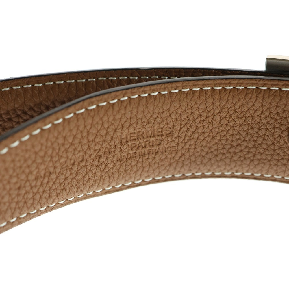 HERMES(エルメス) コンスタンス Hロゴバックル リバーシブル レザーベルト シルバー金具 ブラック/ブラウン D刻印