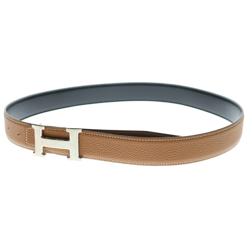 HERMES(エルメス) コンスタンス Hロゴバックル リバーシブル レザーベルト シルバー金具 ブラック/ブラウン D刻印