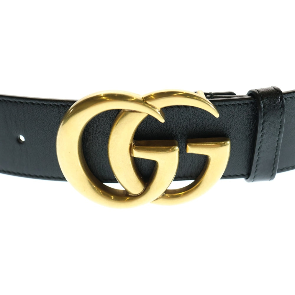 GUCCI(グッチ) GGマーモント ロゴバックル レザーベルト ブラック/ゴールド 400593