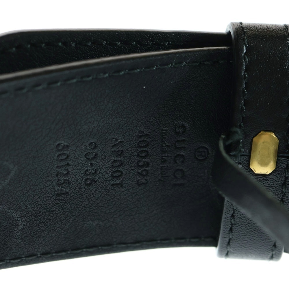 GUCCI(グッチ) GGマーモント ロゴバックル レザーベルト ブラック/ゴールド 400593