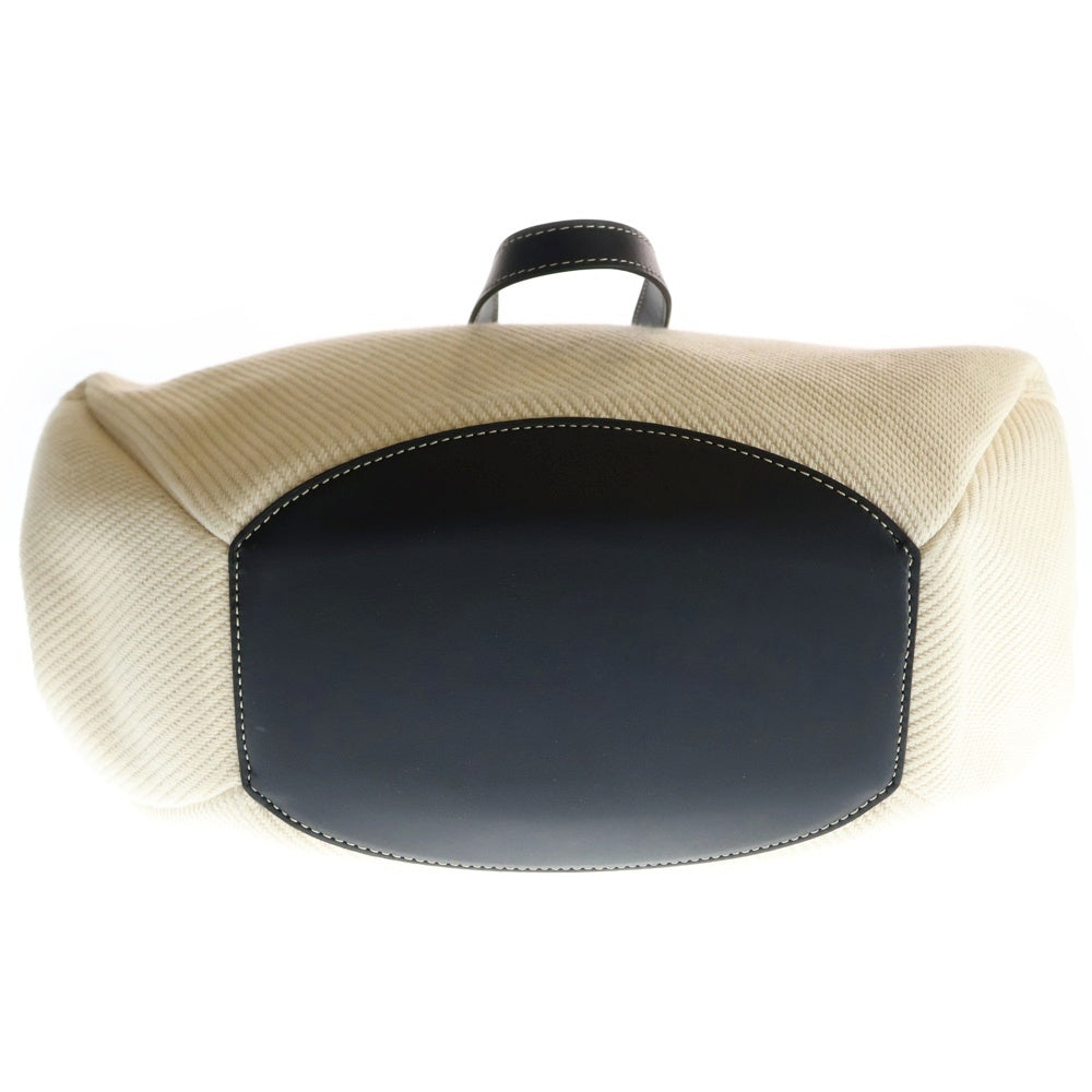 POLENE(ポレーヌ) キャンバス レザー 2WAY ハンド ショルダー トートバッグ ゴールド金具 ブラック/アイボリー