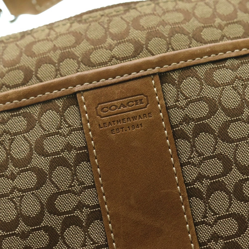 COACH(コーチ) シグネチャーショルダーバッグ ミニバッグ フォンショルダー フォンポーチ ブラウン キャメル レザー×キャンバス シルバー金具
