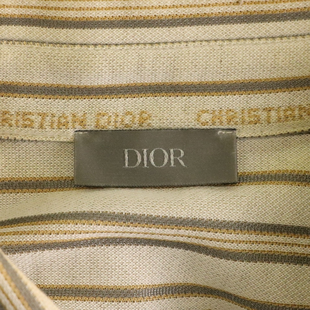 DIOR(ディオール) 21SS ロゴストライプ総柄 ジャガード テクニカルコットン ジャージー ロングスリーブ 長袖シャツ ベージュ 113J500A0682