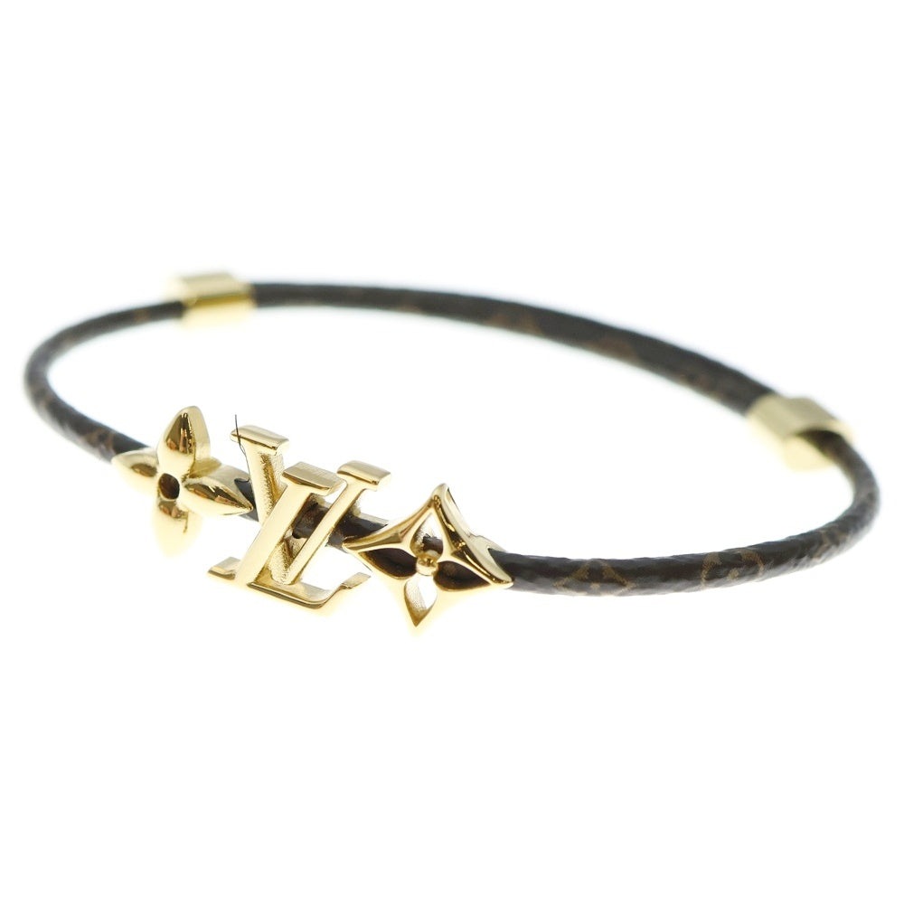 LOUIS VUITTON(ルイヴィトン) モノグラム LV アイコニック フラワー ブレスレット ブラウン ゴールド金具 レザー M8807Z