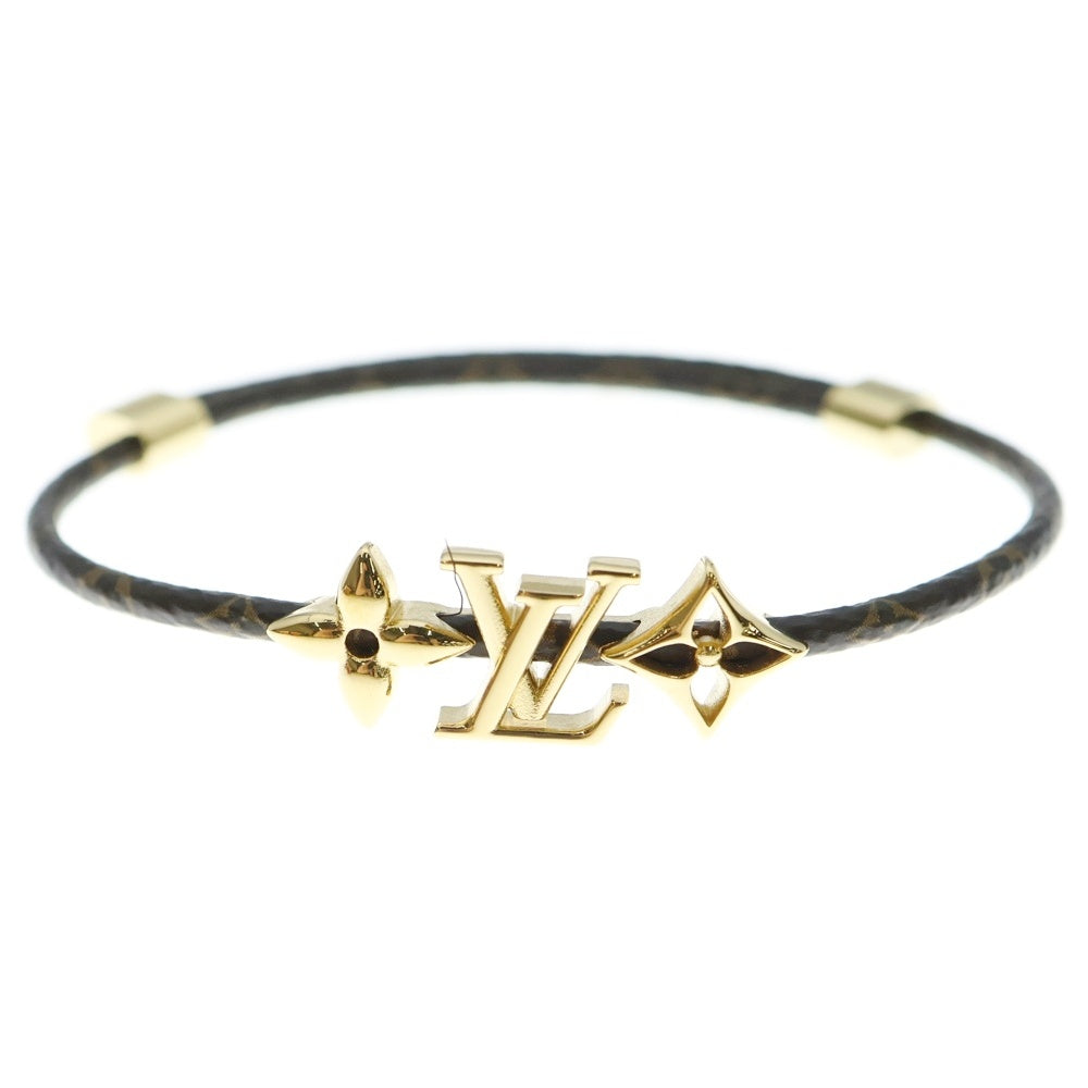 LOUIS VUITTON(ルイヴィトン) モノグラム LV アイコニック フラワー ブレスレット ブラウン ゴールド金具 レザー M8807Z